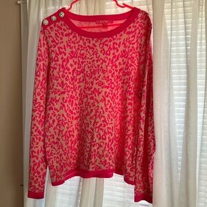 Lilly Pulitzer Pink Leopard Print Sweater XL